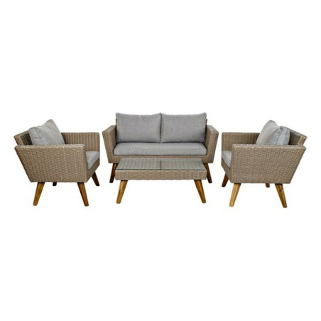 Set Tavolo con 3 Sedie DKD Home Decor MB-166666 137 x 66 x 70,5 cm Cristallo Legno rattan sintetico Acciaio (4 pcs)