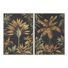 Quadro Home ESPRIT Nero Dorato Palme Tropicale 103 x 4,5 x 143 cm (2 Unità)