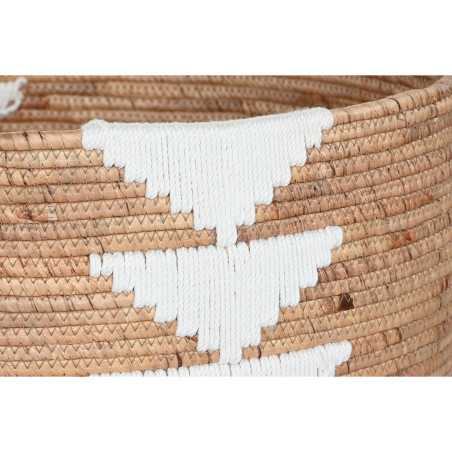 Set di Cestini DKD Home Decor Bianco Naturale Corda Erba di mare Boho 55 x 55 x 40 cm