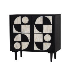 Credenza Romimex Marrone Nero Osso Legno di mango Legno MDF 40 x 80 x 80 cm