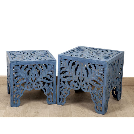 Set di tavoli Romimex Azzurro Legno 2 Pezzi