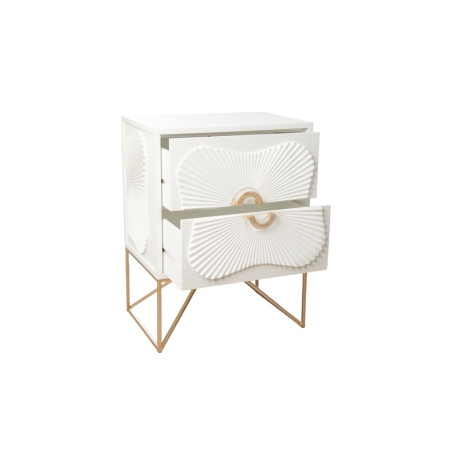 Credenza Romimex Bianco Dorato Metallo Legno MDF 48 x 64 x 35 cm