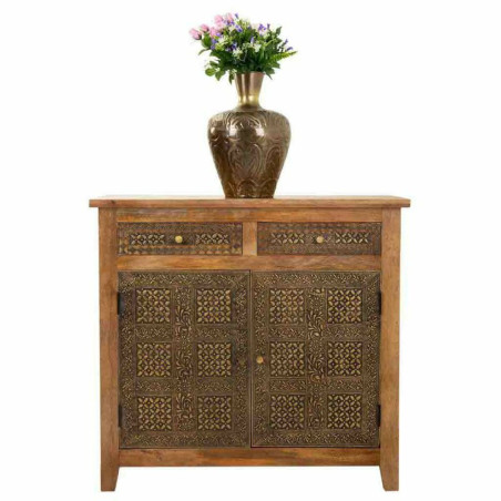 Credenza Alexandra House Living Naturale Ottone Legno di mango 33 x 102 x 102 cm