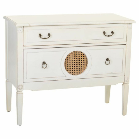 Cassettiera Alexandra House Living Bianco Rattan Legno di abete Legno MDF 72 x 38 x 88 cm