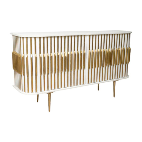 Credenza Romimex Bianco Dorato Legno 152 x 84 x 40 cm