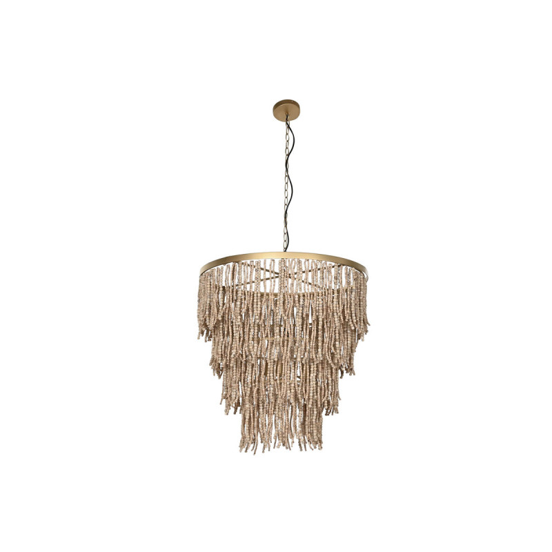 Lampadario Home ESPRIT Dorato Naturale Legno Metallo 70 x 70 x 157 cm