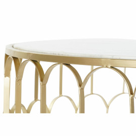Tavolino da Caffè DKD Home Decor Glamour Bianco Multicolore Dorato Marmo Ferro 87 x 87 x 51,5 cm