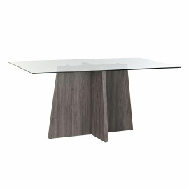 Tavolo da Pranzo DKD Home Decor Cristallo Grigio Metallo Trasparente 160 x 90 x 75 cm 30 x 40 cm Legno MDF