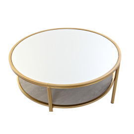 Tavolino da Caffè DKD Home Decor Glamour Dorato Metallo Specchio 87 x 87 x 48 cm