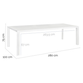 Tavolo da Pranzo Io Bianco Alluminio 280 x 100 x 75 cm