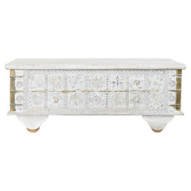 Tavolo aggiuntivo DKD Home Decor MB-182010 Bianco Dorato Metallo Legno di mango 115 x 60 x 45 cm