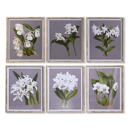 Quadro DKD Home Decor Abete Cristallo 50 x 60 x 2,8 cm 50 x 2,8 x 60 cm Fiori (6 Pezzi)