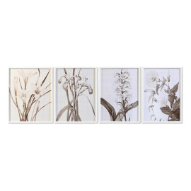 Quadro DKD Home Decor Cristallo Betulla 55 x 70 x 2,5 cm 55 x 2,5 x 70 cm Fiori (4 Pezzi)