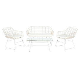 Divano e Tavolo DKD Home Decor Metallo rattan sintetico 124 x 74 x 84 cm