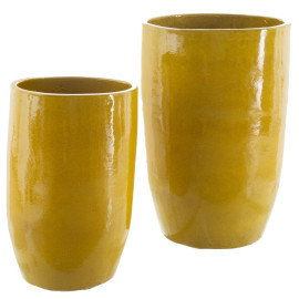 Vaso 52 x 52 x 80 cm Ceramica Giallo (2 Unità)