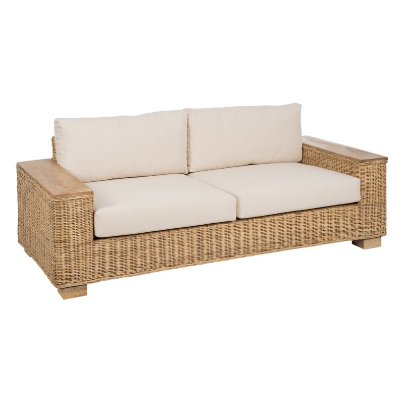 Divano da Giardino Naturale Legno di mango Foam Fibra naturale 198 x 88 x 67 cm