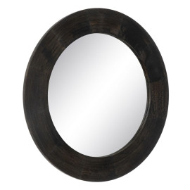 Specchio da parete Marrone scuro Cristallo Legno di mango Legno MDF Verticale Rotondo 122 x 3,8 x 122 cm