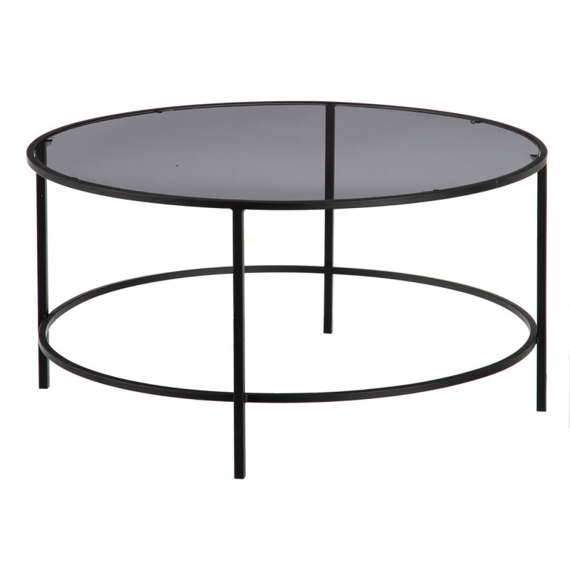 Tavolino da Caffè Nero Grigio Cristallo Ferro 90 x 90 x 45,5 cm