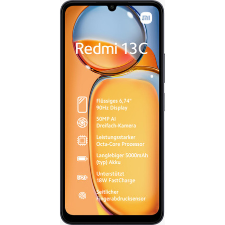 Smartphone Xiaomi REDMI 13C BLACK ARM Cortex-A55 MediaTek Helio G85 4 GB RAM 128 GB Nero