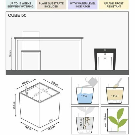 Vaso Autoirrigante Lechuza Bianco 50 x 50 cm polipropilene Plastica